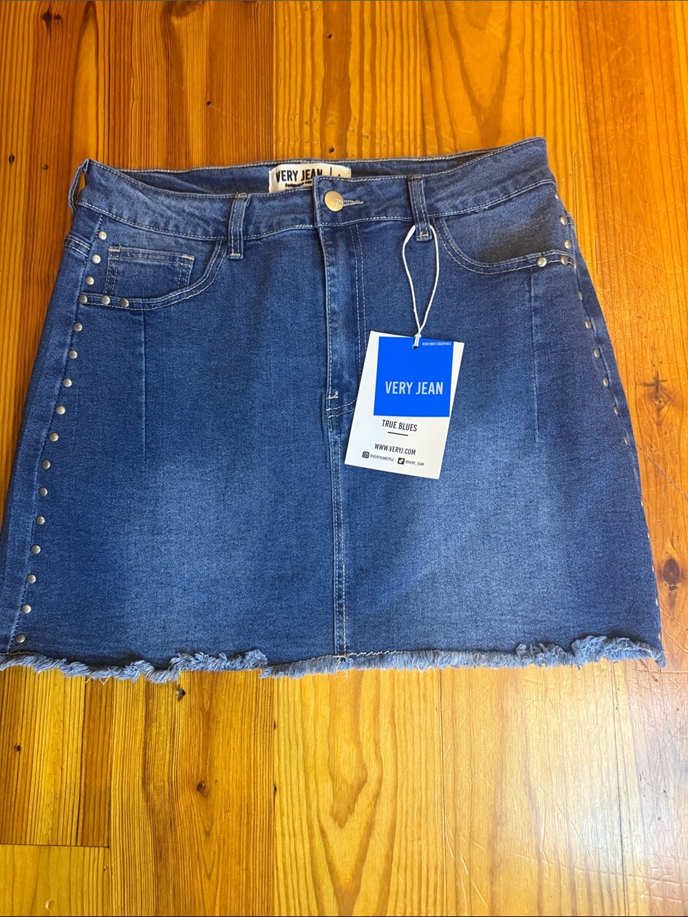 Very J Blue Denim Mini Skirt with Side Studs